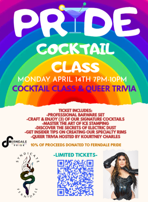 Featured image for “4/14/2025 Pride Cocktail Class and Queer Trivia”